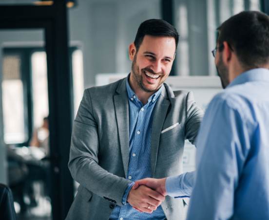 improved client experience - happy client lawyer shaking hands